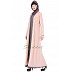 Double layered abaya with embroidery- Pink-Grey